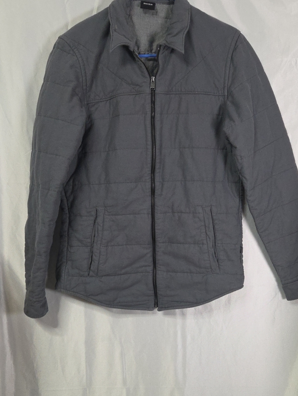 Hugo Boss Quilted Shirt Jacket Men’s Grey Light Jacket Small Sz [1512].